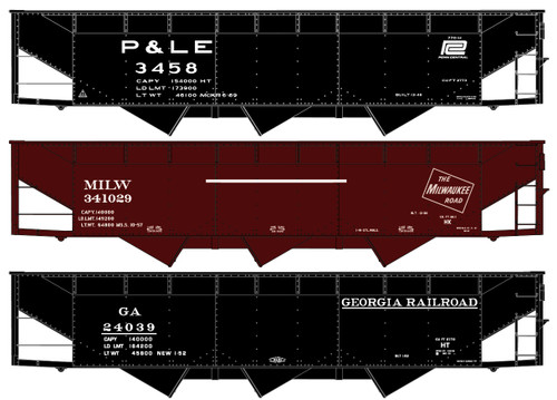 Accurail ~ HO Scale ~ AAR 70-Ton Offset-Side 3-Bay Hopper ~ 3-Pack ~ Kit ~ 8185