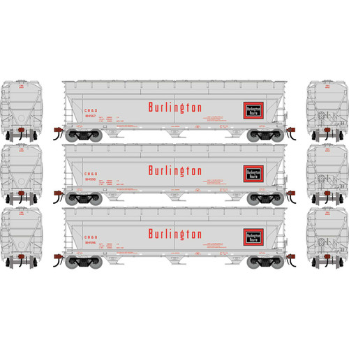 Athearn Genesis ~ HO Scale ~ ACF 4600 Covered Hopper ~ 3-Pack ~ Chicago, Burlington & Quincy CBQ #184567/184590/184596 ~ 2798