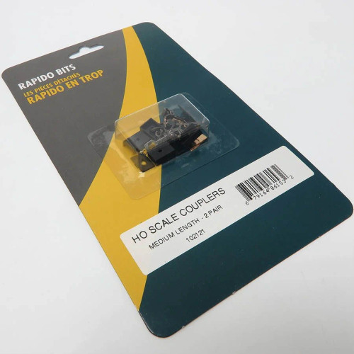 Rapido ~ HO Scale ~ Medium Length Couplers w/Boxes ~ 2 pair ~ 102121
