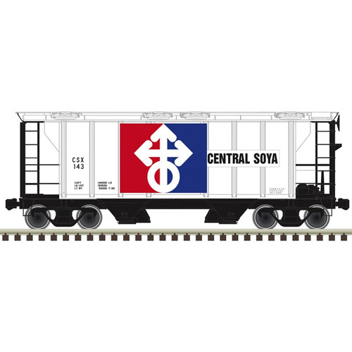 Atlas ~ HO Scale ~ Trainman PS-2 2-Bay Covered Hopper ~ Central Soya CSX #143 ~ 20008167