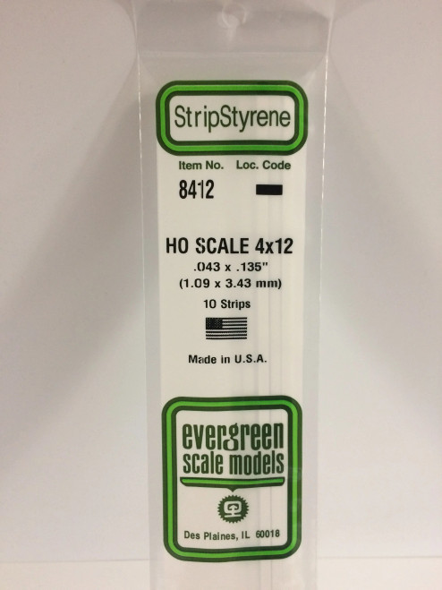 Evergreen Scale Models ~ Styrene Strip ~ 4 x 12" ~ 10 pack ~ 8412