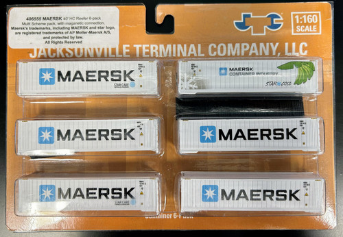 Jacksonville Terminal JTC ~ N Scale ~ 40' HC Reefer Set ~ 6-Pack ~ Maersk ~ 406555