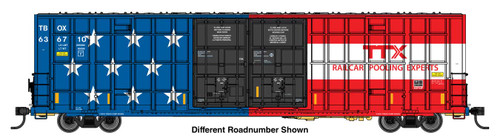 WalthersMainline ~ HO Scale ~ 60' High Cube Plate F Horizontal Post Boxcar ~ 250th Anniversary TTX #636709 ~ 910-3154