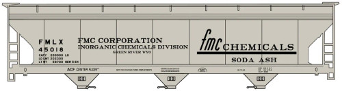Accurail ~ HO Scale ~ ACF 47' 3-Bay Center-Flow Covered Hopper ~ Kit ~ FMC Chemicals #45018 ~ 2120
