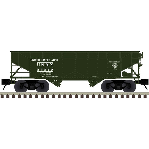 Atlas ~ O Scale ~ Premier ~ 2 Bay Offset Hopper ~ 3-Rail ~ US Army USAX #55072 ~ 3003155-2