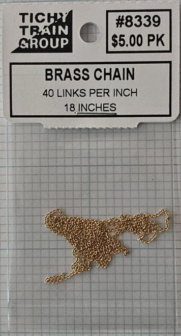 Tichy Train Group ~ Uncoated Brass Chain ~ 18" ~ 40 links per Inch ~ 8339