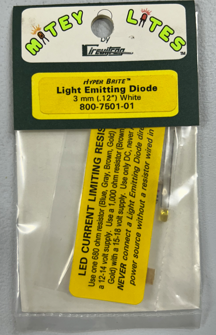 Circuitron ~ Mitey Lites ~ Hyper-Brite ~ 3mm LED ~ 1 Piece ~ 7501-01