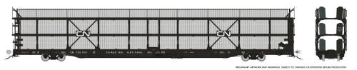 Rapido ~ HO Scale ~ NSC 89' Tri-Level Autorack with Mesh ~ Canadian National #700210 ~ 1024105A