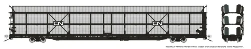 Rapido ~ HO Scale ~ NSC 89' Tri-Level Autorack with Mesh ~ Canadian National #700252 ~ 1024105A