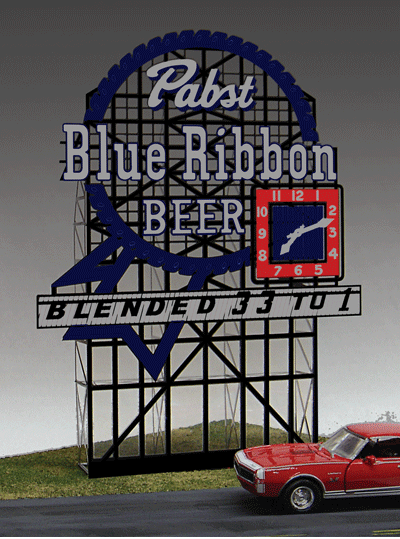 Miller Engineering ~ HO or N Scale ~ Pabst Blue Ribbon Billboard ~ 4.17 x 2.25" ~ 4082