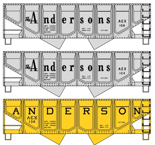 Accurail ~ HO Scale ~ Twin Hopper 3-Car Set ~ Kit ~ The Andersons ~ 8196