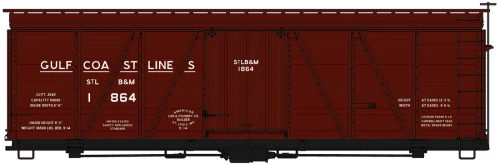 Accurail ~ HO Scale ~ Fowler 36' Wood Boxcar Kit ~ Gulf Coast Lines #1864 ~ 1189