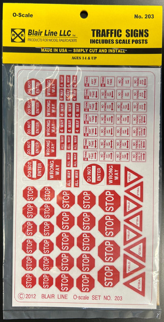 Blair Line ~ O Scale ~ Regulatory Signs #2 ~ 203