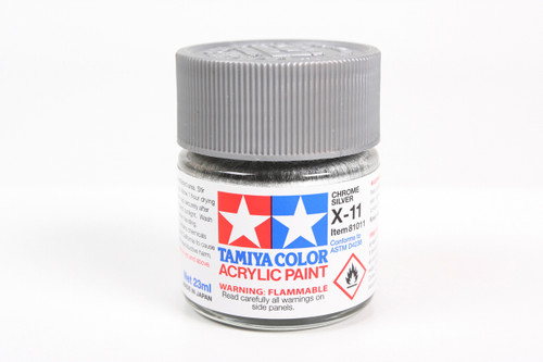 Tamiya Paints ~ Acrylic X-11 Chrome Silver ~ 3/4oz 23mL Bottle ~ 81011