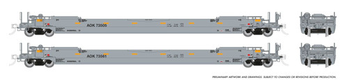Rapido ~ HO Scale ~ 53' Husky-Stack Well Cars ~ 6-Pack #2 ~ Arkansas-Oklahoma ~ 1132501