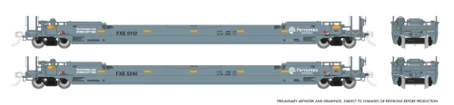 Rapido ~ HO Scale ~ 53' Husky-Stack Well Cars ~ 2-Pack #2 ~ Ferromex #5105 + 5231 ~ 1132503A