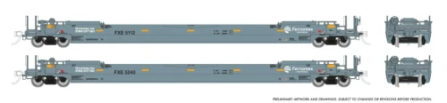 Rapido ~ HO Scale ~ 53' Husky-Stack Well Cars ~ 2-Pack #2 ~ Ferromex #5166 + 5309 ~ 1132503A