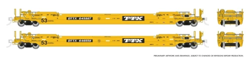 Rapido ~ HO Scale ~ 53' Husky-Stack Well Cars ~ 2-Pack #2 ~ TTX # 645190 + 645661 ~ 1132504A