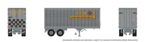 Rapido ~ HO Scale ~ 26' Can-Car Trailer ~ Canadian Great Western Express #4966 ~ 1146008