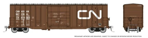 Rapido ~ HO Scale ~ Trenton Works 5277 Boxcar ~ Faded ~ Canadian National #414369 ~ 1131003A