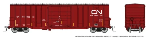 Rapido ~ HO Scale ~ Trenton Works 5277 Boxcar ~ Repaint with Conspicuity Stripes ~ Canadian National #414107 ~ 1131005A