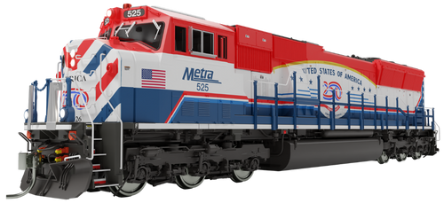 Rapido ~ N Scale ~ SD70MACH ~ Metra #525 (America 250) ~ DC ~ 1111036
