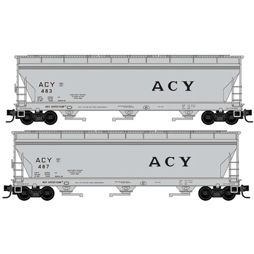 Micro Trains ~ N Scale ~ 3-Bay ACF Covered Hopper ~ 2-Pack ~ Akron Canton & Youngstown #483, #487 ~ 983102301