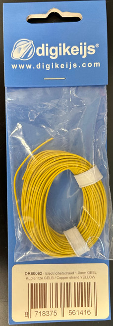 Digikeijs ~ 1mm Copper Strand Electrical Wire ~ Yellow ~ 60062