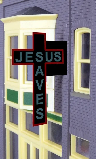 Miller Engineering ~ N Scale ~ Jesus Saves ~ Animated Sign ~ 9072