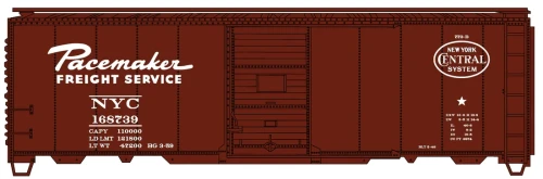 Accurail ~ HO Scale ~ AAR 40' Single-Door Steel Boxcar ~ Kit ~ New York Central #168804 ~ 81912