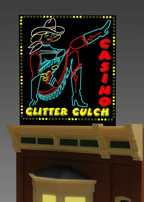 Miller Engineering ~ HO or O ~ Glitter Gulch ~ Animated Window Sign ~ 9055