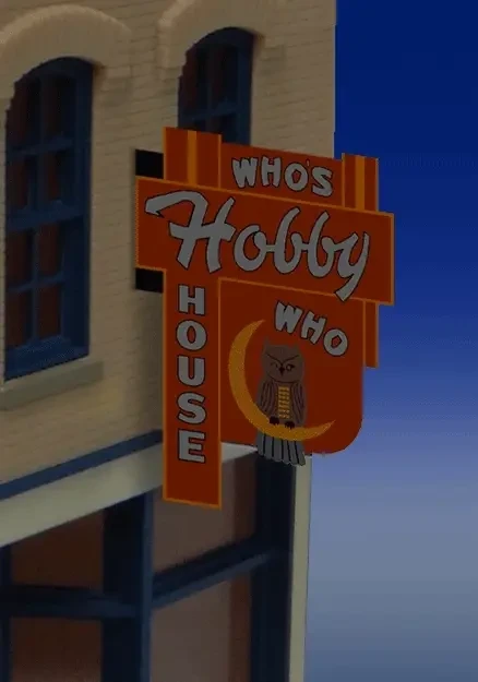 Miller Engineering ~ O Scale ~ Who's Hobby ~ Animated Sign ~ 88-1451