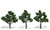 Woodland Scenics ~ Ready Made Tree, Medium Green ~ 4" to 5" (3) ~ TR1510
