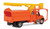 International(R) 4300 2-Axle Truck with Tree Walthers SceneMaster ~ HO Scale ~ Trimmer Body ~ Assembled ~ Orange Cab and Body, Yellow Boom ~ 949-11744