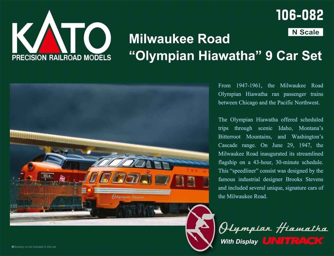 Kato ~ N Scale ~ Milwaukee Road ~ Olympian Hiawatha ~ 9-Car Set