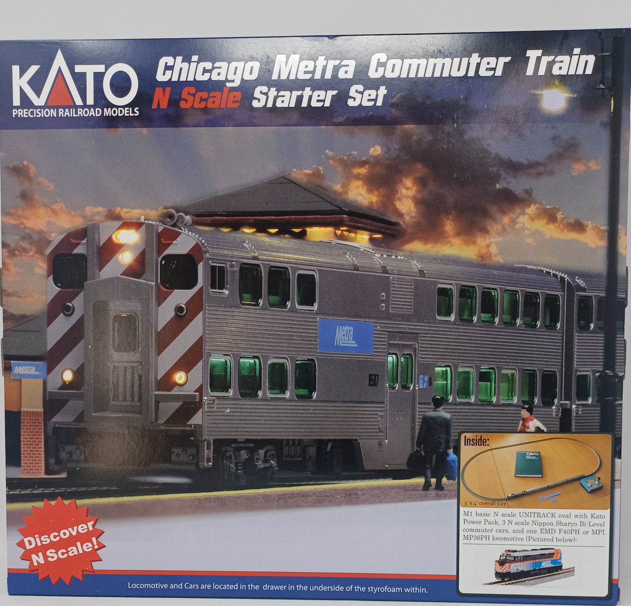 KATO ~ N Scale Chicago Metra F40PH ~ Unitrack Train Starter