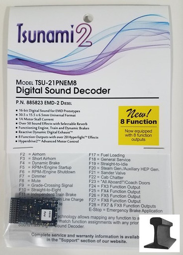 Soundtraxx Tsunami ~ 2 DCC Sound EMD-2 ~ 21 Pin ~ 8 Function ~ 885823 ...