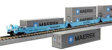 Kato N Scale ~ Gunderson Maxi-I Well Double Stack Car 5 Unit Set