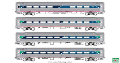 Kato ~ N Scale ~ Amfleet I Coach Bookcase Set ~ Amtrak Phase VII