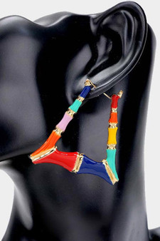 Small Bamboo Trapezoid Earrings Multi