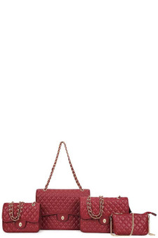 4 Piece Hot Gal Bag Set Burgundy