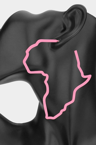 Africa Map Earrings Pink