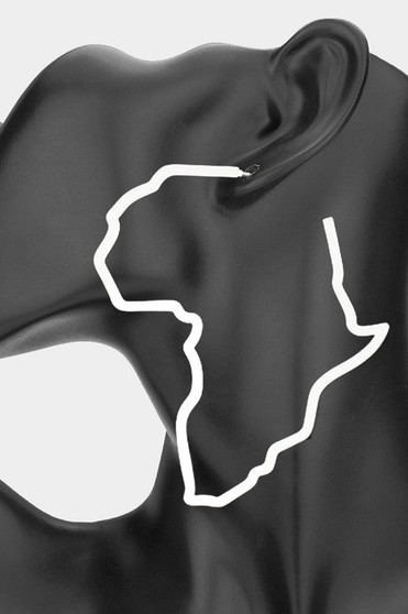 Africa Map Earrings White