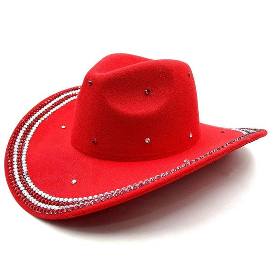 Rhinestone Cowgirl Hat Red