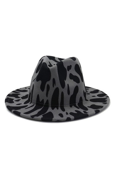 Cow Print Fedora Gray