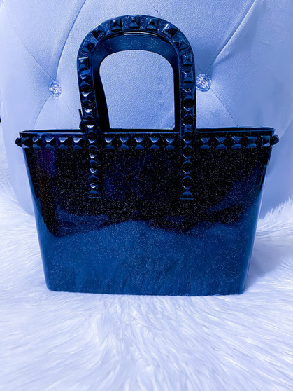 Mini Jelly Tote Black Glitter