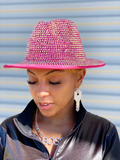 Luxury Bling Fedora Fuchsia