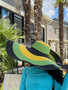 Big Oversized Straw Floppy Sun Hat Black Multi Basket
