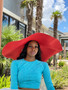 Big Oversized Straw Floppy Sun Hat Red