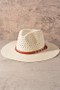 Straw Fedora With Belt Trim Ivory